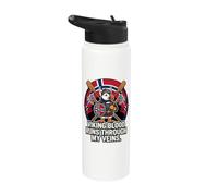 Proud Norwegian Viking Puffin Blood Runs Through My Veins Stainless Steel Insulated Water Bottle