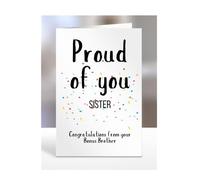 Proud of you, Sister card from Bonus Brother, gifts for men, women, him, her, male, female, presents for Christmas, congratulations, we are so, for, A5-253b_290