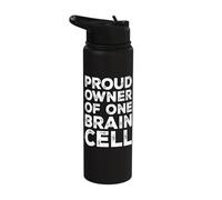 Proud Owner of One Brain Cell Meme Vintage Sarcastic Humor Stainless Steel Insulated Water Bottle