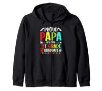 Proud Papa of a Class of 2026 1st Grade Graduate Graduation Zip Hoodie