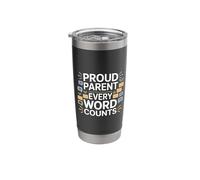 Proud Parent Every Word Counts Speech Therapy Autism Stainless Steel Insulated Tumbler