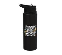 Proud Parent Every Word Counts Speech Therapy Autism Stainless Steel Insulated Water Bottle