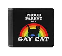 Proud Parent of A Gay Cat Men's Bifold Wallet Slim Cash Card Holder Leather Purse