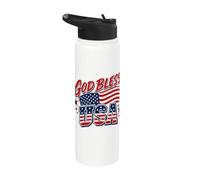Proud Patriotic God Bless America Memorial Veterans Stainless Steel Insulated Water Bottle