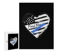 Proud Police Mom U.S. Flag Stylish Adults Jigsaw Puzzle Funny Wooden Educational Game Art Home Decor