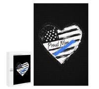 Proud Police Mom U.S. Flag Stylish Adults Jigsaw Puzzle Funny Wooden Educational Game Art Home Decor