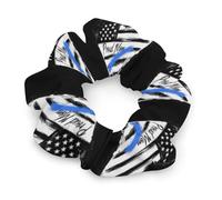 Proud Police Mom U.S. Flag Women Ponytail Holders Satin Scrunchies Stylish Hair Elastics & Ties