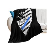 Proud Police Mom U.S. Flag280GSM Throws Blanket 30"x40"