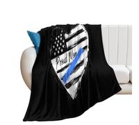 Proud Police Mom U.S. Flag280GSM Throws Blanket 66"x90"