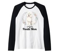 Proud Poodle Mom Floral Wreath Cute Dog Lover Pet Canine Raglan Baseball Tee