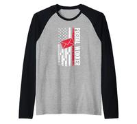 Proud Postal Worker with American Flag for The Mail Route Raglan Baseball Tee
