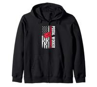 Proud Postal Worker With American Flag For the Mail Route Zip Hoodie
