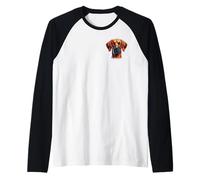 Proud Rhodesian Ridgeback Head - Colourful Portrait on Chest Raglan Baseball Tee