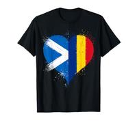 Proud Romanian Scottish Fans A Scotland Romania Flag Heart T-Shirt