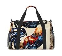 Proud Rooster Print Travel Duffel Bag for Men & Women, Foldable Travel Bags and Spacious Weekender Tote Bag for Storage Toiletry Luggage Personal Item, Black, L