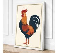 Proud Rooster Retro Canvas Wall Art Print 24x16 Inch (61 x 41 cm)