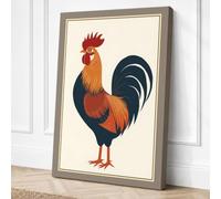 Proud Rooster Retro Canvas Wall Art Print 30x20 Inch (76 x 51 cm)