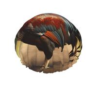 Proud Rooster Shower Caps for Women Reusable Waterproof Shower Cap with Elastic Strap Bath Hair Hat Double Layers Thick Bath Caps for Spa Salon Travel
