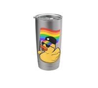 Proud Rubber Duck with Gay LGBTQ Pride Flag & Pride Cap Stainless Steel Insulated Tumbler