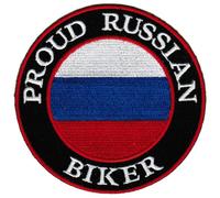 Proud Russian Biker Embroidered Patch Russia Flag Iron-On Motorcycle Emblem