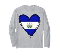 Proud Salvadoran Boy Girl Mommy Hello El Salvador Flag Heart Long Sleeve T-Shirt