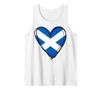 Proud Scottish Boy Girl Sis Aunt Dad Mom Scotland Flag Heart Tank Top