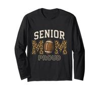 Proud Senior Football Mom Leopard Mama Game Day Senior Night Long Sleeve T-Shirt