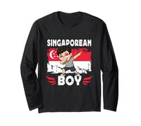 Proud Singaporean Boy Son Dab Pose Singapore Flag Long Sleeve T-Shirt
