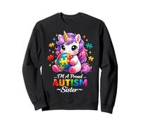 Proud Sister Autism Awareness Unicorn Puzzle Piece Girls Sweatshirt