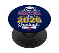 Proud Sister Class of A 2026 Graduate Senior Pink Leopard PopSockets Adhesive PopGrip