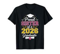 Proud Sister Class of A 2026 Graduate Senior Pink Leopard T-Shirt