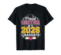 Proud Sister Class of A 2026 Senior Graduate Pink Leopard T-Shirt