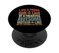 Proud Son In Law Of A Awesome Mother In Law Child Retro PopSockets Adhesive PopGrip