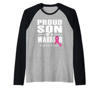 Proud Son Of A Warrior Breast Cancer Awareness For My Family Raglan Baseball Tee