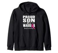 Proud Son Of A Warrior Breast Cancer Awareness For My Family Zip Hoodie