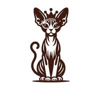 Proud Sphinx cat Sitting with a Crown on her Head Vinyl Wall Decals 54.4x103.2cm Window Decals Coffee