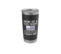 Proud State Trooper Mom Mother Thin Blue Line American Flag Stainless Steel Insulated Tumbler