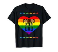 Proud Step Dad LGBTQ Gay Pride Freedom Love Heart T-Shirt