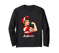 Proud Strong Austrian Girl Woman Girlfriend Austria Flag Long Sleeve T-Shirt