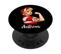 Proud Strong Austrian Girl Woman Girlfriend Austria Flag PopSockets Adhesive PopGrip