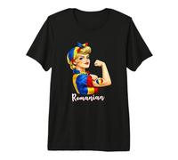 Proud Strong Romanian Girl Woman Girlfriend Romania Flag Premium T-Shirt