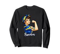 Proud Strong Swedish Girl Woman Girlfriend Sweden Flag Sweatshirt