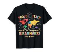 Proud Teacher Multilingual Learner Education Funny ESL Value Graphic T-Shirt, Men, Black, S