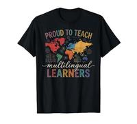 Proud Teacher Multilingual Learner Education Funny Teacher Value Graphic T-Shirt, Men, Black, M