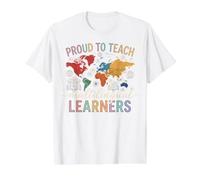 Proud Teacher Multilingual Learner Education Funny Teacher Value Graphic T-Shirt, Men, White, XL