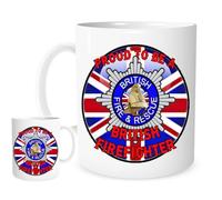 Proud to Be a British Firefighter Mug - Union Jack Fire & Rescue Emblem - Firefighter Gift for Men & Women - Fire Service Appreciation Coffee Cup