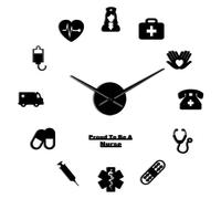 Proud To Be A Nurse Doctor & Nurse Kit DIY Large Wall Clock Medical Office Hospital Wall Art Decor Long Hands Clock Wall Watch(Black,37inch)
