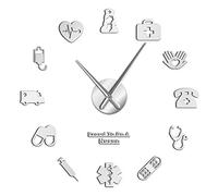Proud To Be A Nurse Doctor & Nurse Kit DIY Large Wall Clock Medical Office Hospital Wall Art Decor Long Hands Clock Wall Watch(Silver,37inch)