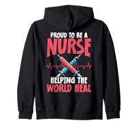 Proud to Be a Nurse Helping the World Heal Zip Hoodie