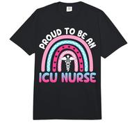 Proud to Be an ICU Nurse Intensive Care Unit Boho Rainbow Comfort Colors Adult Heavyweight T-Shirt